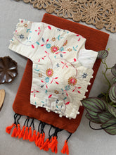 Stylish Orange Handloom Khadi Saree with Trendy Ready Made Blouse